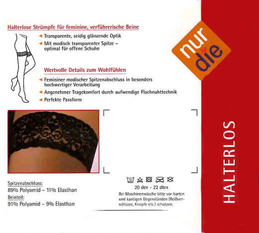 nurdie Strümpfe Halterlos 20 DEN Größe 9-91/2