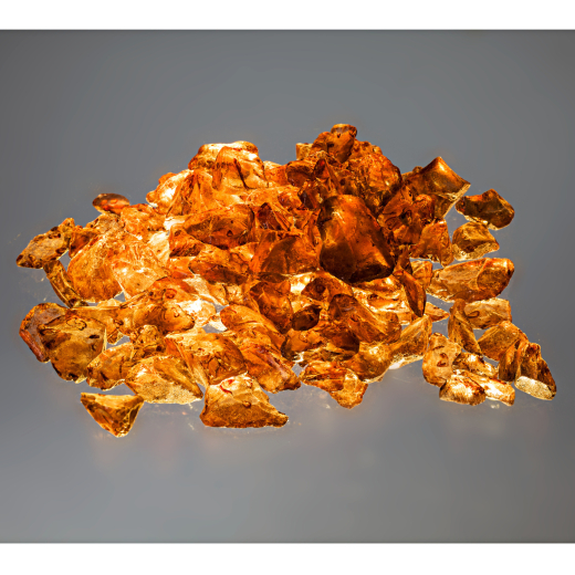 Glasbruchstücke / -brocken - Bernsteinfarben in der Kunststoffdose 500gr.