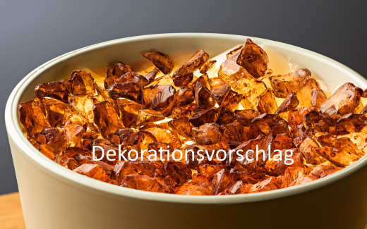 Glasbruchstücke / -brocken - Bernsteinfarben in der Kunststoffdose 500gr.