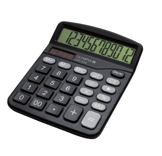 anzeigender Tischrechner Olympia LCD 312 Farbe silber oder schwarz