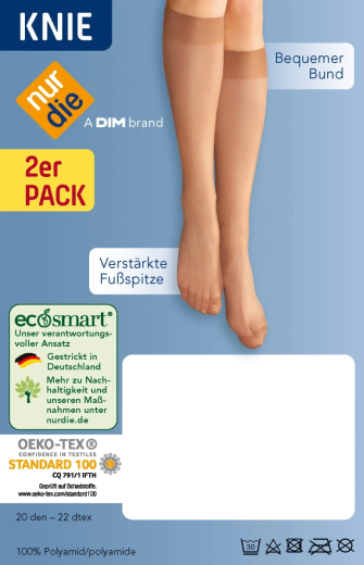 nurdie Kniestrümpfe Transparent 20 DEN für alle Gößen
