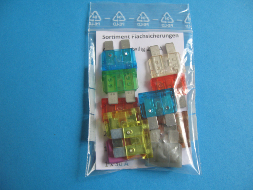Flachstecksicherungsset ATO-Flachsicherungen Sortiment 12-teilig 2A -30 A
